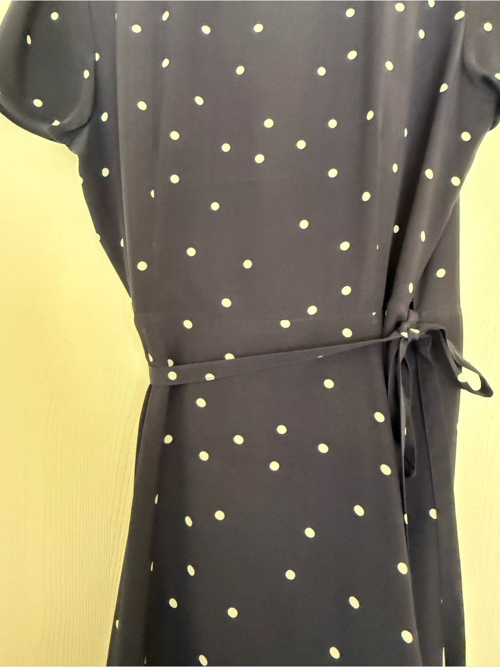 Sezane Anastasia Silk Wrap Dress Navy and White Polka Dot Mini Dress 38 - Picture 10 of 14